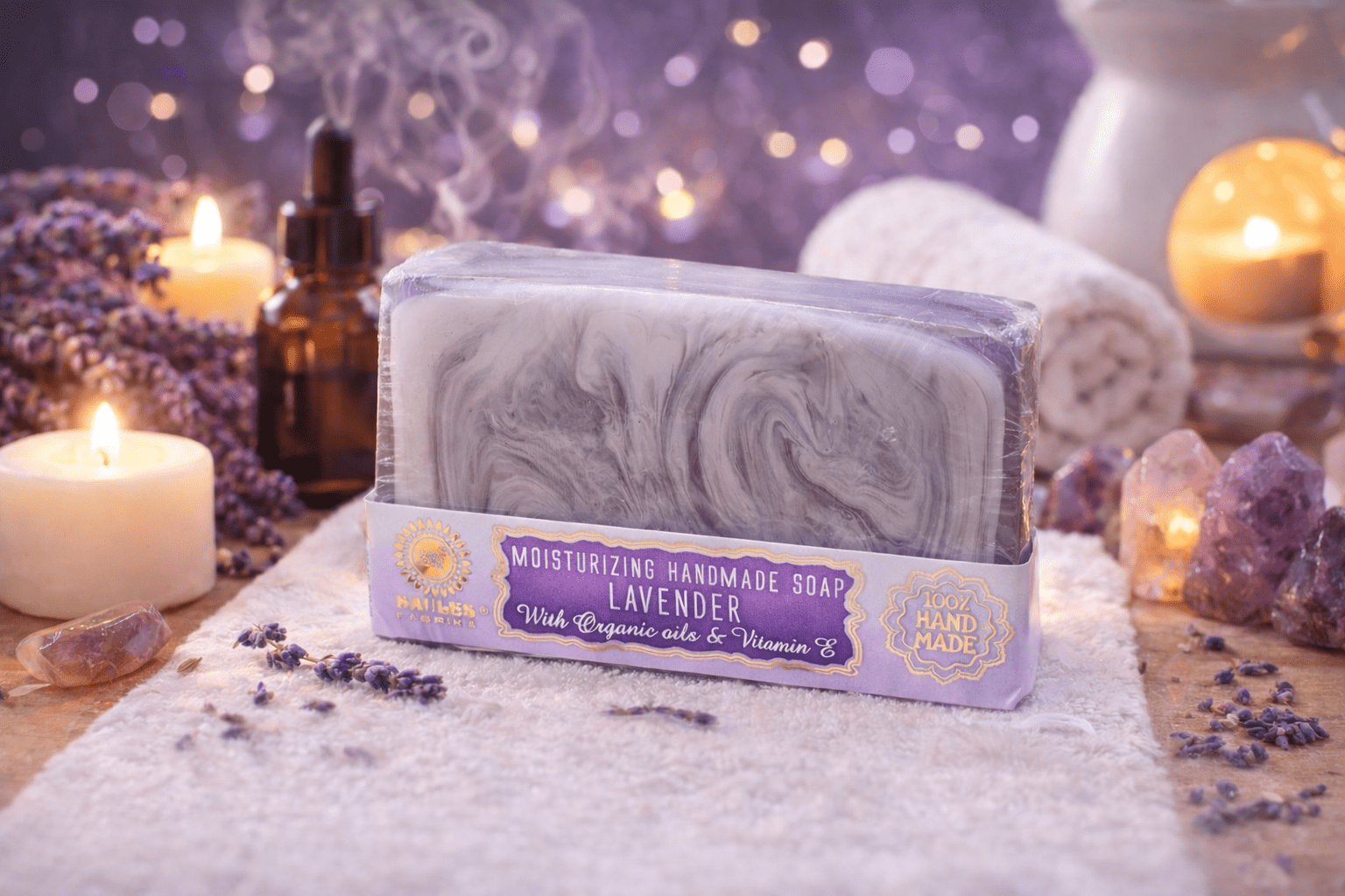 Jabón Artesanal Lavanda con Aceites Orgánicos y Vitamina E Jabón ArtesanalTienda esotérica Málaga - La Tienda de Tata Magic: tienda Esotérica en Málaga